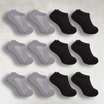 Шкарпетки жіночі 12 пар літні &laquo;Grey&Black&raquo; короткі бавовна преміум сегмент розмір 35-38 75Н.6/76Н.6 фото