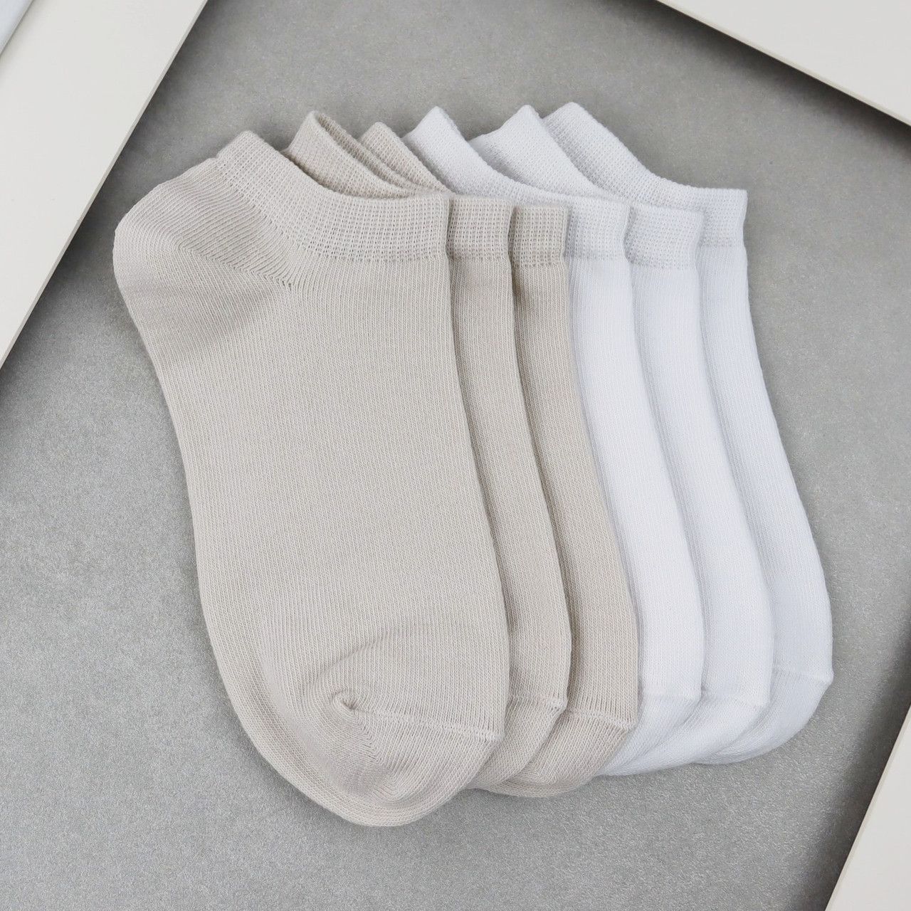 Шкарпетки жіночі 12 пар &laquo;White&Beige&raquo; короткі бавовна преміум сегмент розмір 35-38 21006ds 47Н.6/56Н.6 фото