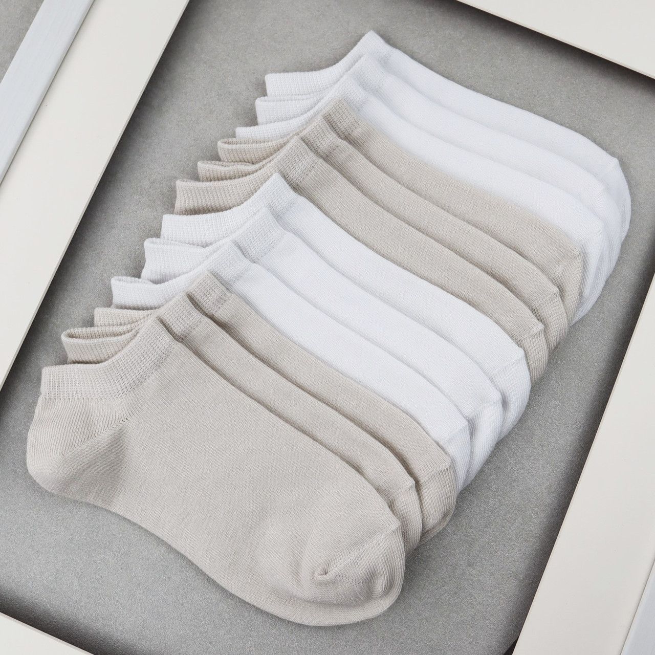 Шкарпетки жіночі 12 пар &laquo;White&Beige&raquo; короткі бавовна преміум сегмент розмір 35-38 21006ds 47Н.6/56Н.6 фото